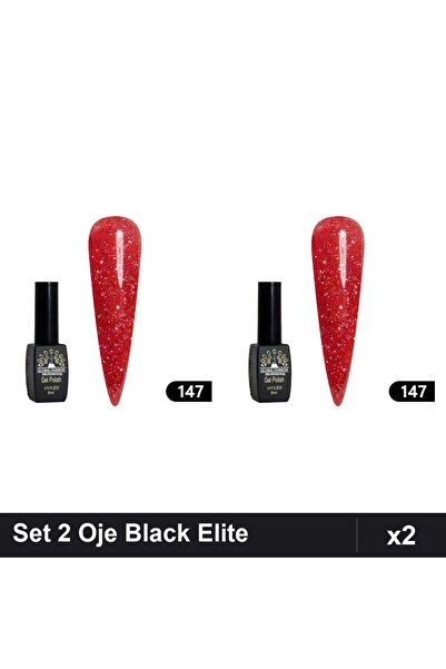 global fashion Set 2 Oje Semipermanente Black Elite 8ml, Manichiura UV/LED,
