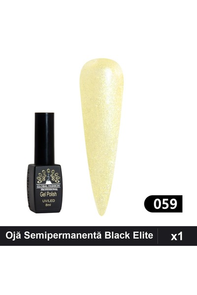 global fashion Ojă Semipermanentă Black Elite 8ml, Nuanța 059, Manichiură UV/LED