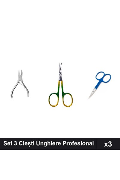 One Group Set 3 Unghiere Profesional, Clește Pedichiură, Forfecuțe Cuticule