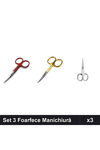 One Group Set 3 Foarfece Manichiura Profesionale One Group, Roșu Gold Negru, ...