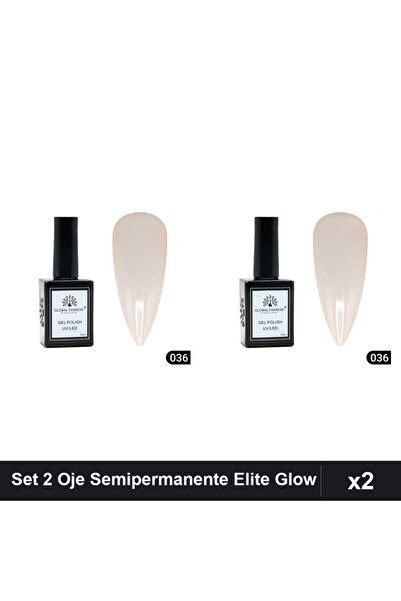 global fashion Set 2 Oje Semipermanente Elite Glow 15ml, Gel Polish UV/LED