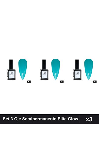 global fashion Set 3 Oje Semipermanente Elite Glow 15ml, Gel Polish UV/LED