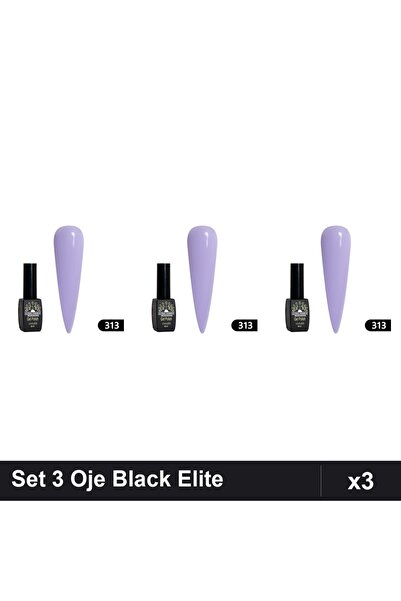 global fashion Set 3 Oje Semipermanente Black Elite 8ml, Manichiură UV/LED