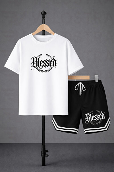 Velostra Unisex Blessed Printed Oversize Fit Comfortable Fit T-Shirt and Shor...