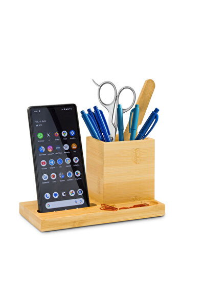 Rominox Organizator de birou, bambus, suport pentru telefon, compartimente, 1...