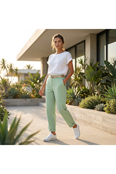OEM Pantaloni Dama Non-Iron cu Curea - Marime Universala S-M