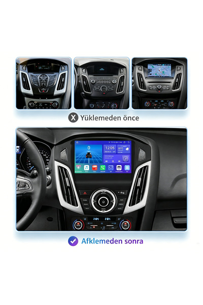 CONION Ford Focus 3/4 2012-2018 Uyumlu 9 İnç Ekran Android 14 Kablosuz Carpla...