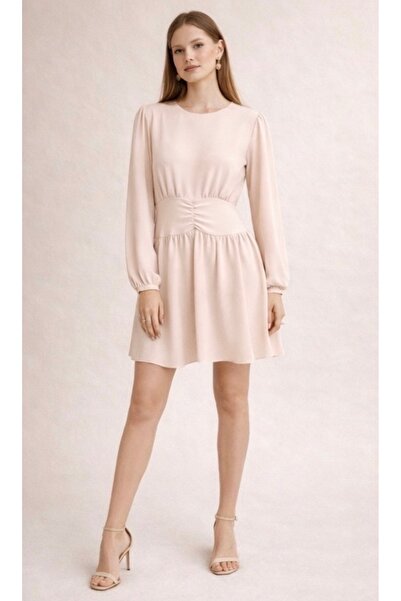 Fashionbox Women's Waist Gathered Cool Summer Mini Dress with Zipper Back 261003