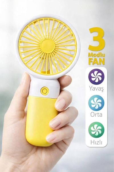 Ozsport Standlı 3 MOD Şarjlı El Fanı 3 Kademe Seyahat Masaüstü Vantilatör Taş...