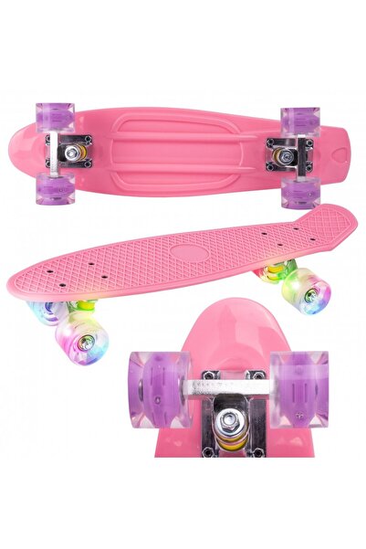 MalPlay Skateboard pentru copii Pink, cu led-uri integrate, dimensiune platfo...