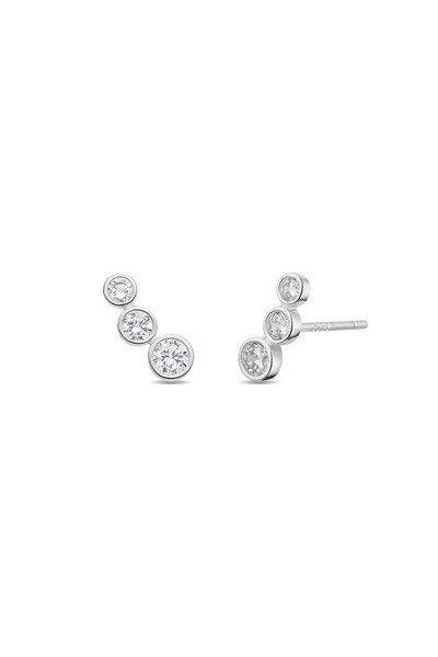 Lisa&Co. Cercei Argint Bezel Argint placat cu rodiu / Zircon / Alb