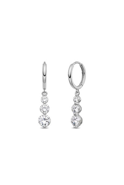 Lisa&Co. Cercei Argint Crystal Sway Hoop Argint placat cu rodiu / Zircon / Alb