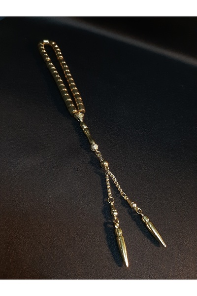 MRYart Doğal Gold Kesme Hematit Taşları ile Tasarlanmış 33 lük Kaliteli Tesbih