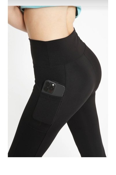 Generic Brand Women's Black High Waist Pocket Detailed Gathering Diving Leggings – Sports and Daily Use
