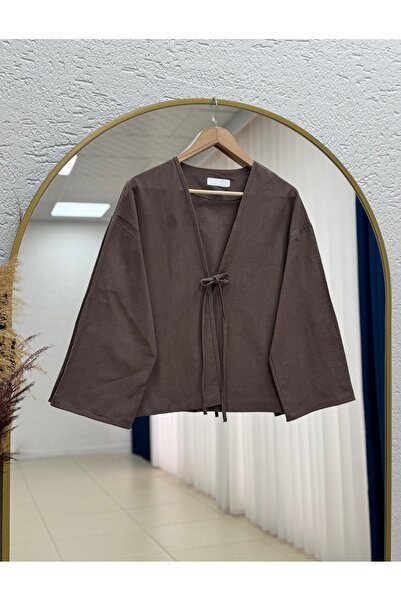 Holehola Kimono cu mâneci largi și legături în față, model Çayır Önü - Zİ2206...