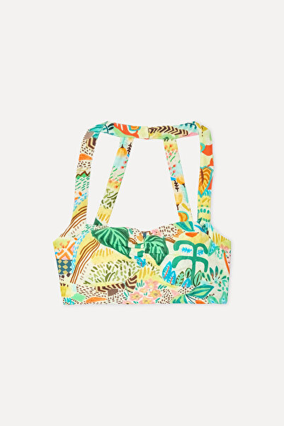 Mudo Women's Green Patterned Crop Tank Top