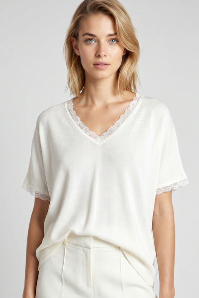 Lovelyİstanbul Lace Oversize Seasonal Knitwear Blouse Lyy0145 Kemi̇k