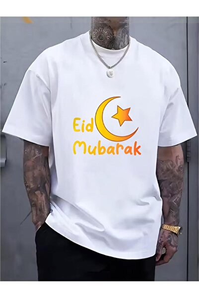bolivia's Men's Short Sleeve Eid Mubarak T-Shirt Solid Color, Crew Neck, Heat...