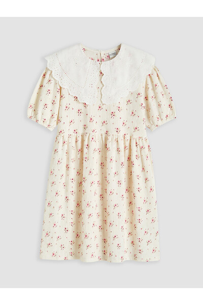 LC Waikiki Nevavm Farklı Renkler Bebe Yaka Floral Girl's Dress