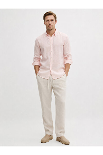 Xint Erkek Pembe %100 Keten Regular Fit Gömlek