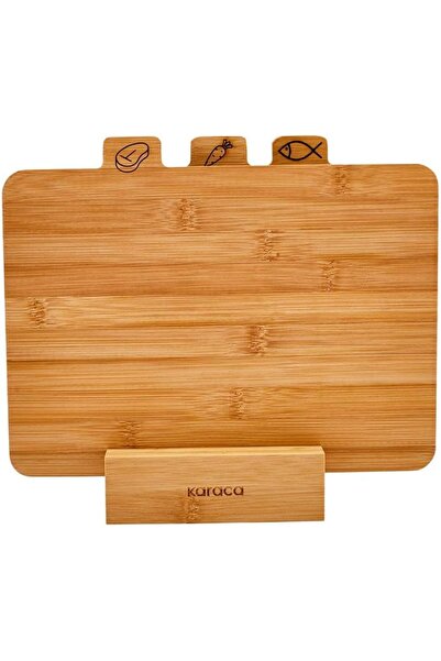 Yıldızan Triple 4-Piece Bamboo Cutting Board Set with Legs 1292915