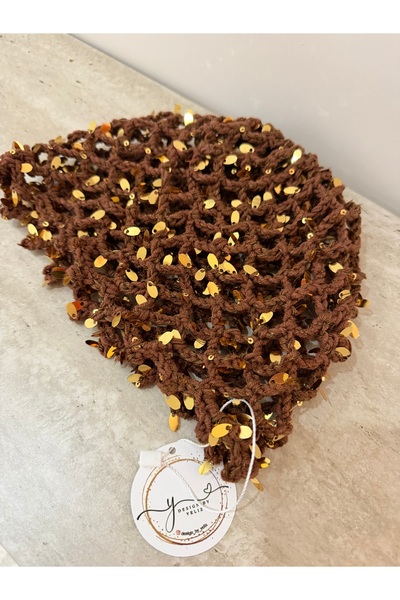 Design by Yeliz El örgüsü pullu bandana bere saç aksesuarı