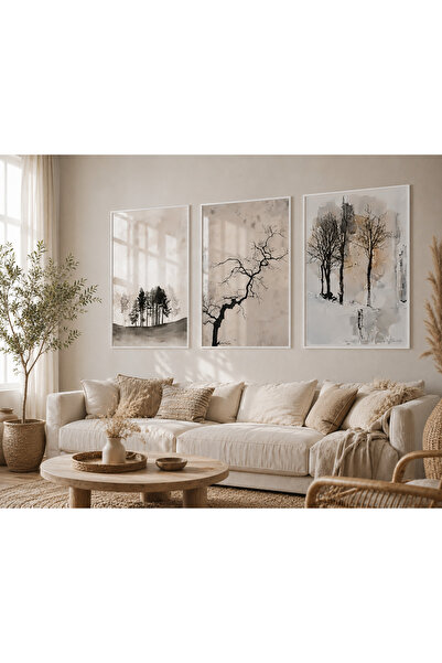 bestablo Set de picturi pe lemn încadrat din 3 piese, decor de perete boem mi...