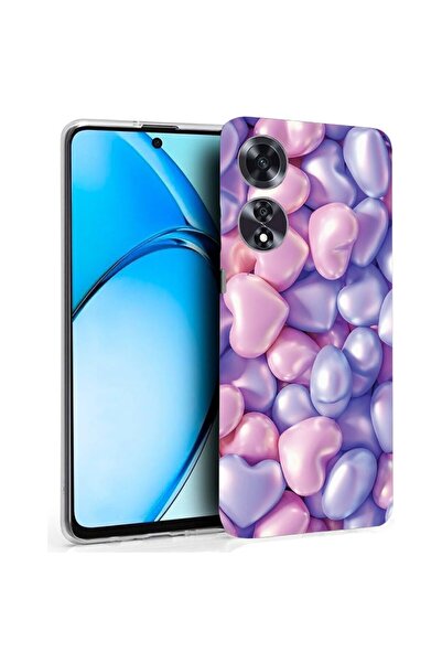 bestcase Husă pentru OPPO A60 4G, Silicon transparent 2MM, Inimi colorate, An...