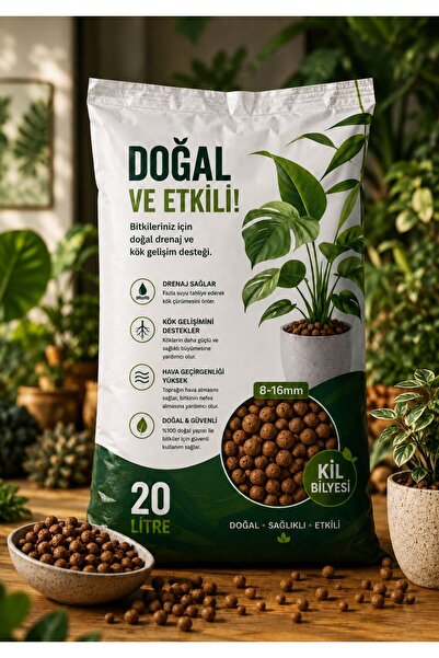 NEXVORİA 8-16 MM Kil Bilyesi 20 Litre Doğal Drenaj Ve Kök Gelişim Desteği