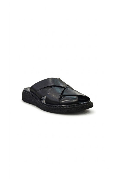Ustalar Ayakkabı Çanta Black Women's Genuine Leather Slippers 213.A-421-24425
