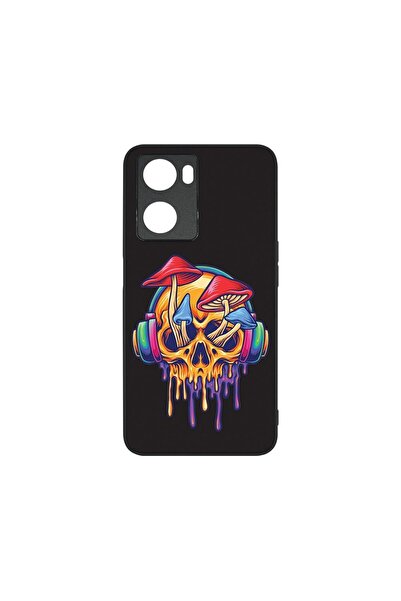 bestcase Тънък стъклен калъф, съвместим с OPPO A57 4G / A57s, Дизайн  "Череп ...