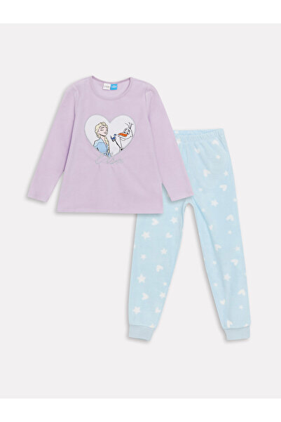 LC Waikiki Set de pijamale pentru fete, din fleece, cu mânecă lungă, cu impri...