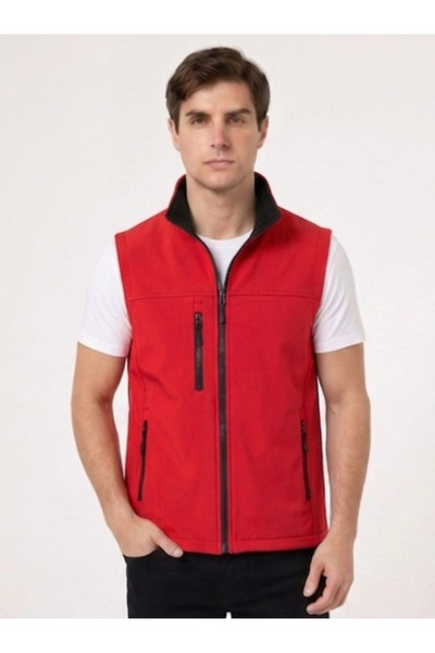 PandaForma Red Unisex Soft Shell Vest with Pockets