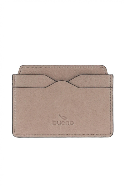 BUENO Γκρι δερμάτινη θήκη καρτών Unisex