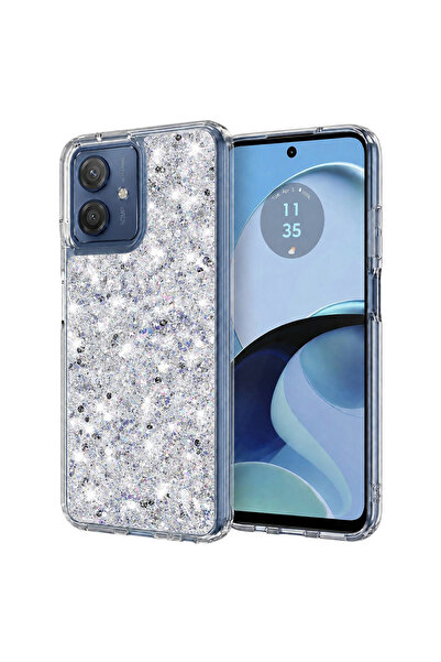 Techsuit Husa pentru Motorola Moto G14, Sparkly Glitter, protectie antisoc, alb