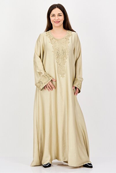Rufaya Women Embroidered Maxi Dress, Beige
