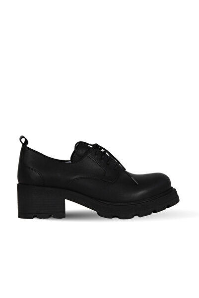 BUENO Black Leather Women's Wedge Heeled Shoes
