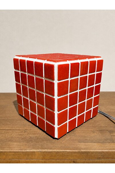 Vetro Studio Cam Mozaik Küp Aydınlatma 14x14 cm El Yapımı Modern Dekoratif Am...