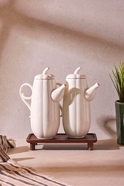 Perotti Std-Pumpkin Porcelain 2-Piece 600 ml Oil Dispenser Set Ergonomic Desi...