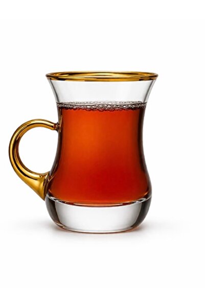 Paşabahçe kulplu yaldızlı çay bardağı 6’lı 100cc
