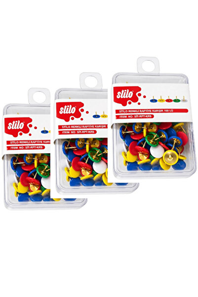 Stilo دبابيس ملونة متنوعة 100 قطعة (3 علب)