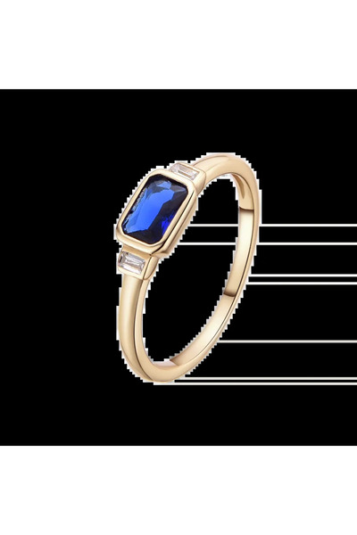 Lisa&Co. Silver Baguette Ring 52 mm / Silver plated with yellow gold / Blue Z...