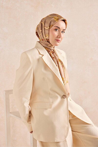 Silk Home Twill Silk Detailed Belt Scarf Beige 90X90