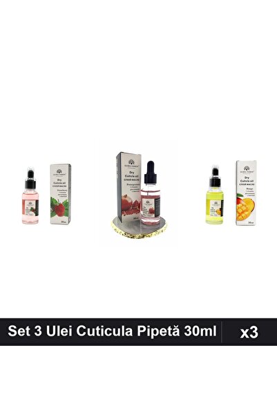 global fashion Set 3 Ulei Cuticula Pipetă 30ml - Căpșuni, Rodie, Mango - Îngr...