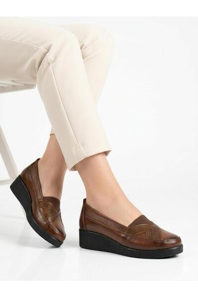 Lütfi Women's Tan Wedge Heeled Gel Heel Orthopedic Lightweight Daily Mother S...
