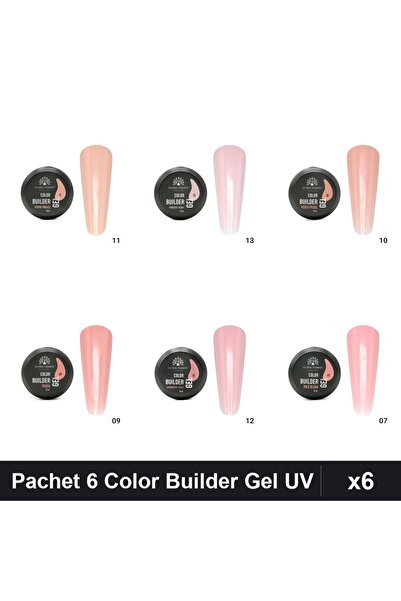 global fashion Pachet 6 Color Builder Gel UV 15g - Nr.07 Nr.09 Nr.10 Nr.11 Nr...