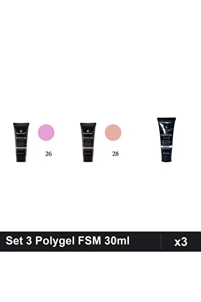FSM Set 3 Polygel 30ml - Nr.26, Nr.28, Nr.14 - Constructie Unghii