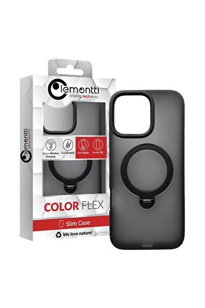 lemontti Husa Hybrid MagSafe iPhone 16 Pro Max Negru, cu suport rotativ