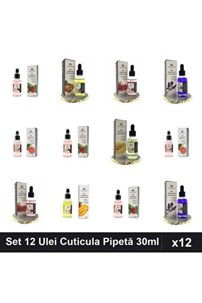 global fashion Set 12 Ulei Cuticula Pipetă 30ml - 6 Arome Naturale - Ingrijir...