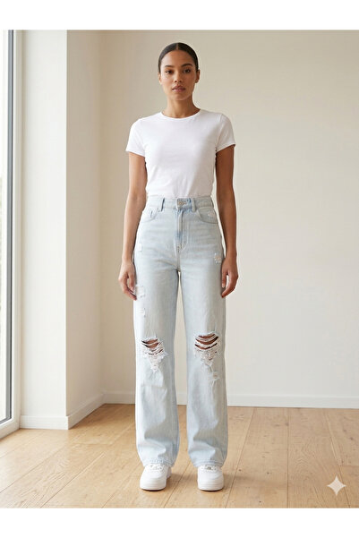 ARDSU 🌟   Onl High Waist, Ripped Detail Wide Leg Jeans